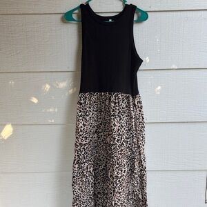 Maurices Black Ribbed Knit Leopard Print Dress